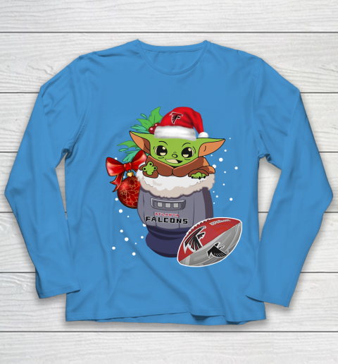 Atlanta Falcons Christmas Baby Yoda Star Wars Funny Happy NFL Youth Long Sleeve 7