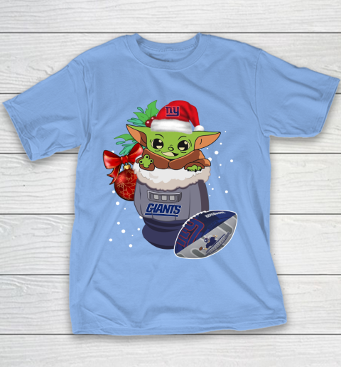 New York Giants Christmas Baby Yoda Star Wars Funny Happy NFL Youth T-Shirt 10