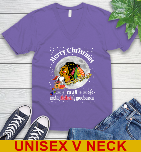 Chicago Blackhawks Merry Christmas To All And To Blackhawks A Good Season NHL Hockey Sports V-Neck T-Shirt 8