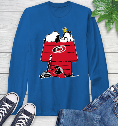 Carolina Hurricanes NHL Hockey Snoopy Woodstock The Peanuts Movie Long Sleeve T-Shirt 9