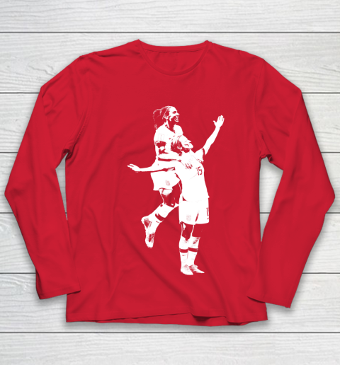 Megan Rapinoe and Alex Morgan Victory Pose  The White Stencil Youth Long Sleeve 8