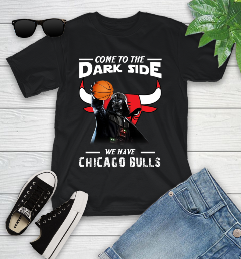 NBA Come To The Dark Side We Have Chicago Bulls Star Wars Darth Vader Basketball Youth T-Shirt