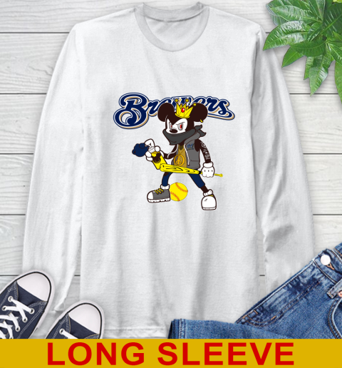 Milwaukee Brewers MLB Baseball Mickey Peace Sign Sports Long Sleeve T-Shirt