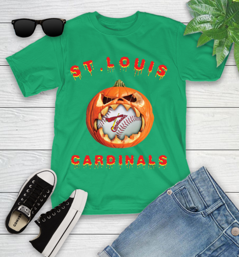 MLB St.Louis Cardinals Halloween Pumpkin Baseball Sports Youth T-Shirt 6