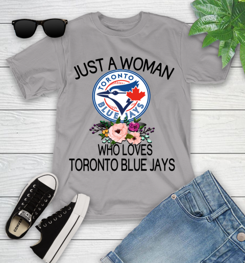 MLB Just A Woman Who Loves Toronto Blue Jays Baseball Sports Youth T-Shirt 2