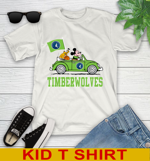 NBA Basketball Minnesota Timberwolves Pluto Mickey Driving Disney Shirt Youth T-Shirt