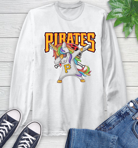 Pittsburgh Pirates MLB Baseball Funny Unicorn Dabbing Sports Long Sleeve T-Shirt
