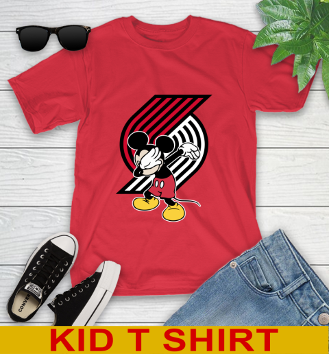 Portland Trail Blazers NBA Basketball Dabbing Mickey Disney Sports Youth T-Shirt 10