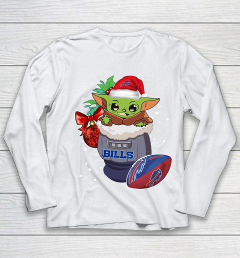 Buffalo Bills Christmas Baby Yoda Star Wars Funny Happy NFL Youth Long Sleeve 2
