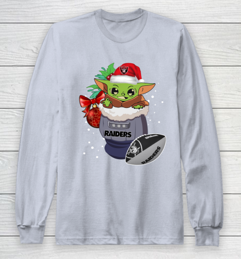 Oakland Raiders Christmas Baby Yoda Star Wars Funny Happy NFL Long Sleeve T-Shirt 6