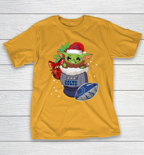 Indianapolis Colts Christmas Baby Yoda Star Wars Funny Happy NFL T-Shirt 4