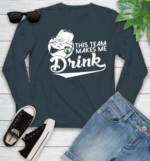 Boston Celtics NBA Basketball This Team Makes Me Drink Adoring Fan Youth Long Sleeve 9