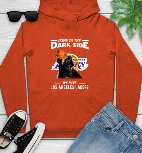 NBA Come To The Dark Side We Have Los Angeles Lakers Star Wars Darth Vader Basketball Youth Hoodie 4