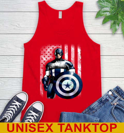 Dallas Cowboys NFL Football Captain America Marvel Avengers American Flag Shirt Tank Top 5