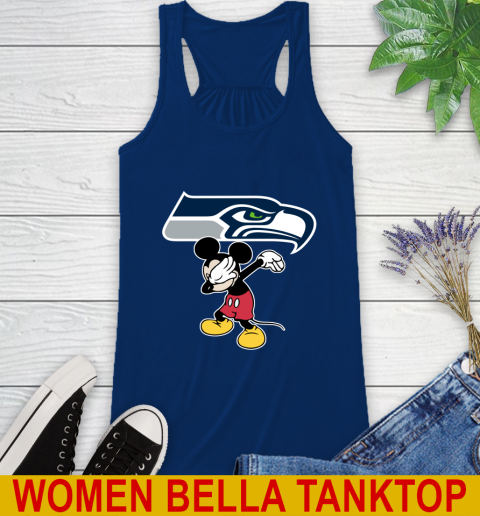 Seattle Seahawks NFL Football Dabbing Mickey Disney Sports Racerback Tank 9