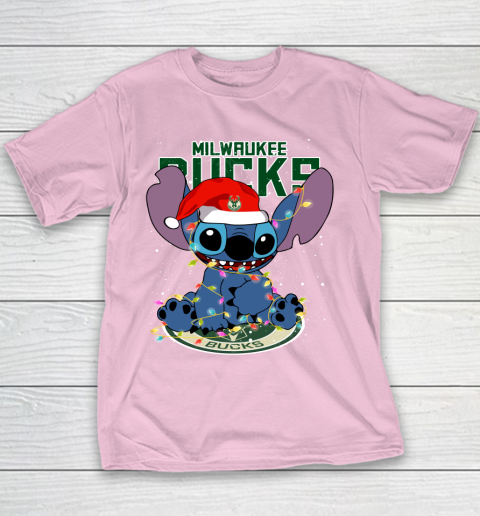 Milwaukee Bucks NBA noel stitch Basketball Christmas Youth T-Shirt 5