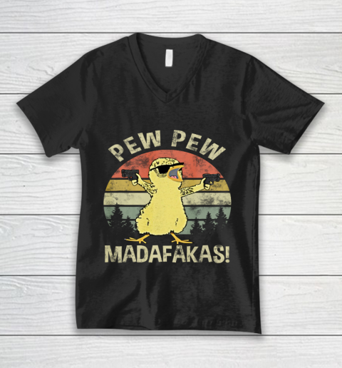 Chicks Pew Pew Madafakas Funny Vintage Chick Lover V-Neck T-Shirt