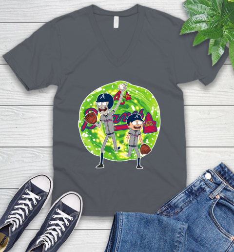 MLB Atlanta Braves Rick And Morty Baseball Sports V-Neck T-Shirt 5