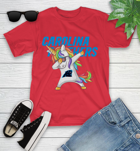 Carolina Panthers NFL Football Funny Unicorn Dabbing Sports Youth T-Shirt 10