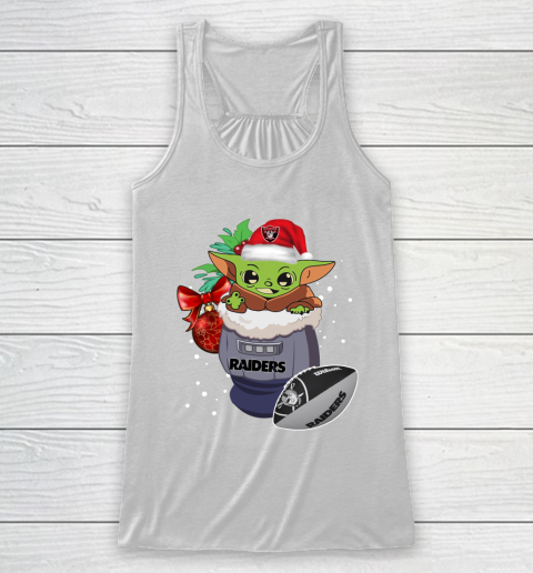 Oakland Raiders Christmas Baby Yoda Star Wars Funny Happy NFL Racerback Tank 2