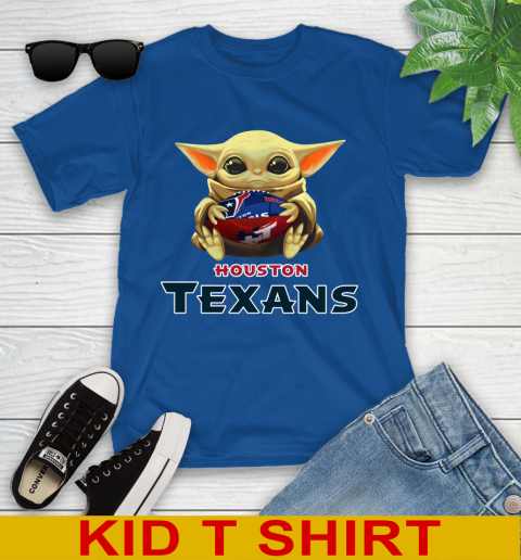 NFL Football Houston Texans Baby Yoda Star Wars Shirt Youth T-Shirt 9