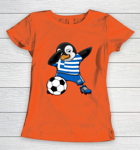Dabbing Penguin Greece Soccer Fans Jersey Football Lovers Women's T-Shirt 2