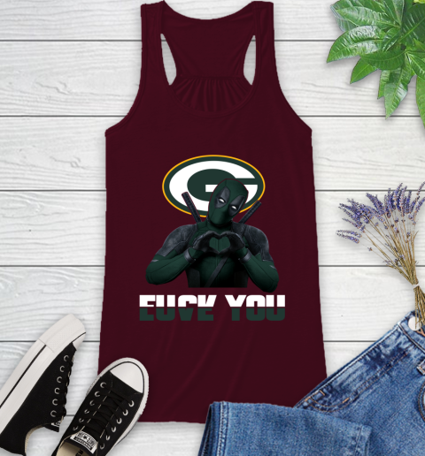 NHL Green Bay Packers Deadpool Love You Fuck You Football Sports Racerback Tank 2