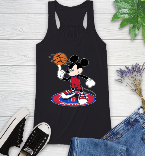 NBA Basketball Detroit Pistons Cheerful Mickey Disney Shirt Racerback Tank
