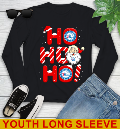 Philadelphia 76ers NBA Basketball Ho Ho Ho Santa Claus Merry Christmas Shirt Youth Long Sleeve