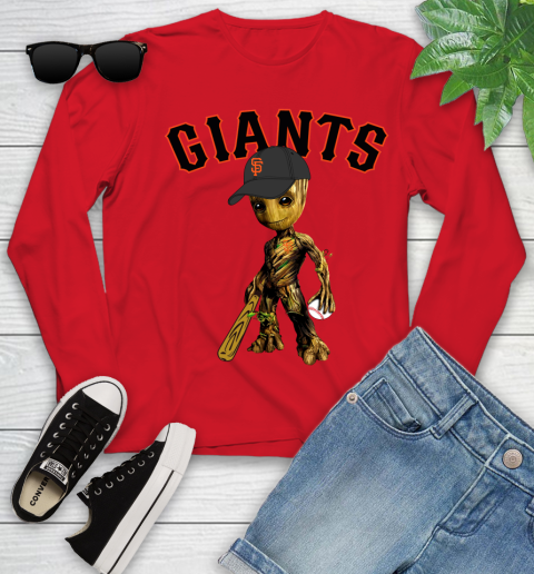 MLB San Francisco Giants Groot Guardians Of The Galaxy Baseball Youth Long Sleeve 11