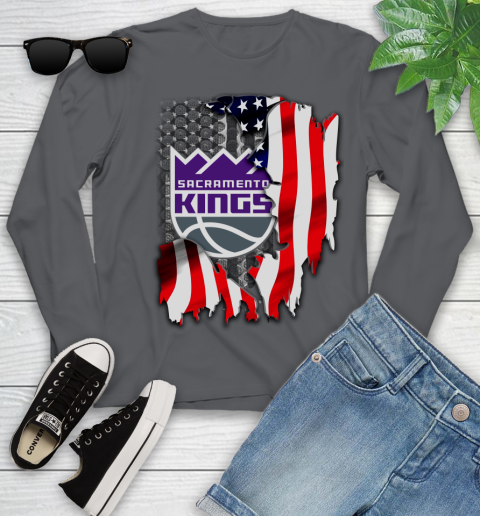 Sacramento Kings NBA Basketball American Flag Youth Long Sleeve 9