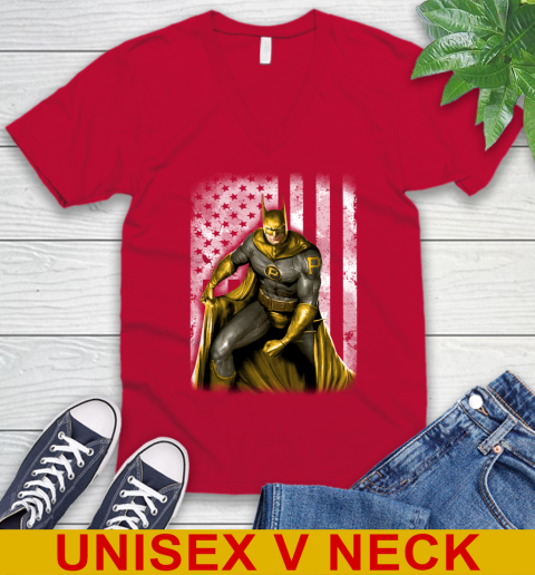 Pittsburgh Pirates MLB Baseball Batman DC American Flag Shirt V-Neck T-Shirt 6