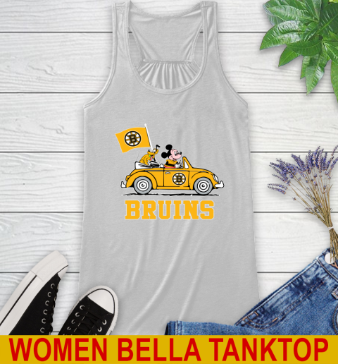 NHL Hockey Boston Bruins Pluto Mickey Driving Disney Shirt Racerback Tank