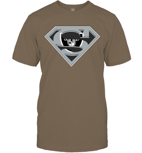 Oakland Raiders NFL LOGO Superman squn oakland raiders nfl logo superman classic t shirt 2 front brown savana