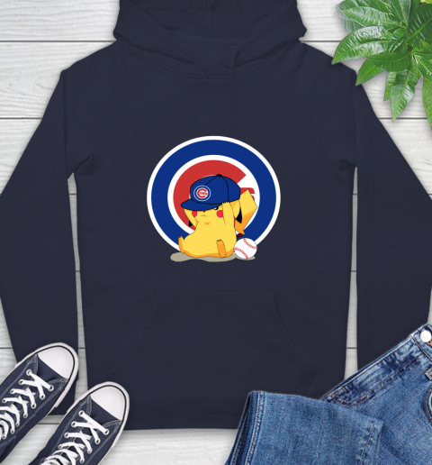 MLB Pikachu Baseball Sports Chicago Cubs Hoodie 4