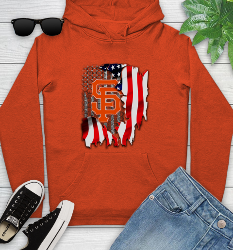 San Francisco Giants MLB Baseball American Flag Youth Hoodie 4