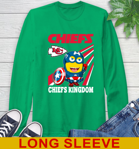 NFL Football Kansas City Chiefs Captain America Marvel Avengers Minion Shirt Long Sleeve T-Shirt 8