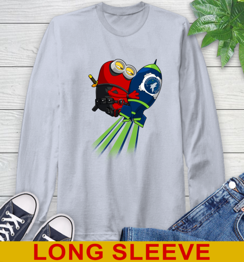 NBA Basketball Minnesota Timberwolves Deadpool Minion Marvel Shirt Long Sleeve T-Shirt 6