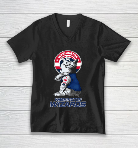 NBA Basketball My Cat Loves Washington Wizards V-Neck T-Shirt