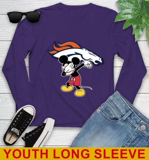 Denver Broncos NFL Football Dabbing Mickey Disney Sports Youth Long Sleeve 6 Denver Broncos NFL Football Dabbing Mickey Disney Sports Youth Long Sleeve - Image 6