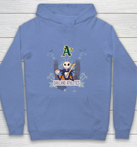 MLB Oakland Athletics Baseball Jack Skellington Halloween Youth Hoodie 8