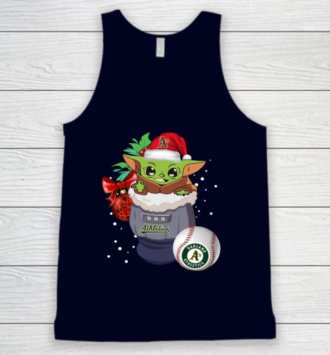 Oakland Athletics Christmas Baby Yoda Star Wars Funny Happy MLB Tank Top 3