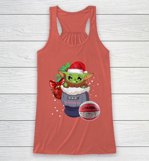 Houston Rockets Christmas Baby Yoda Star Wars Funny Happy NBA Racerback Tank 4