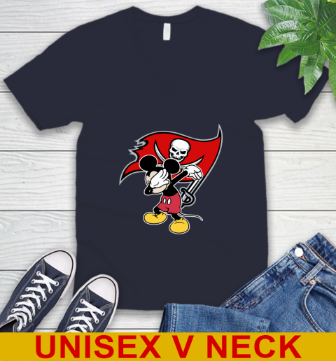 Tampa Bay Buccaneers NFL Football Dabbing Mickey Disney Sports V-Neck T-Shirt 3