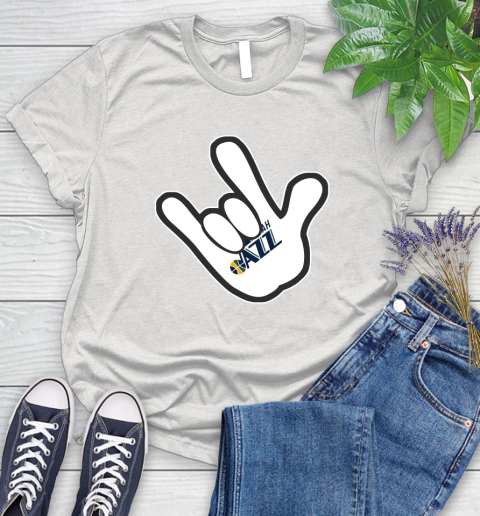 Utah Jazz NBA Basketball Mickey Rock Hand Disney Women's T-Shirt