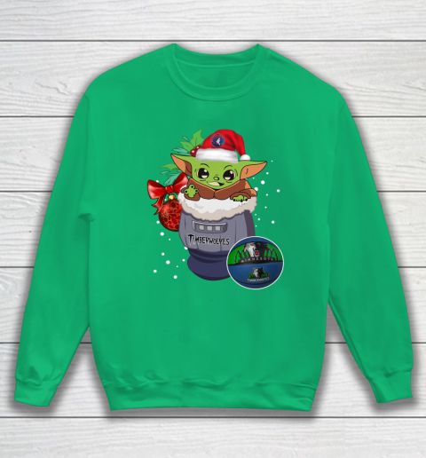 Minnesota Timberwolves Christmas Baby Yoda Star Wars Funny Happy NBA Sweatshirt 6