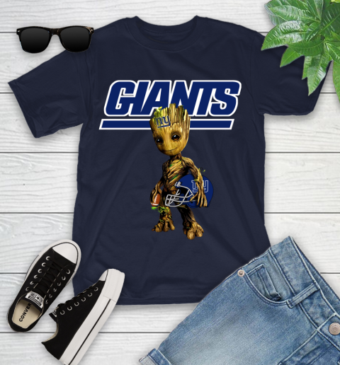 New York Giants NFL Football Groot Marvel Guardians Of The Galaxy Youth T-Shirt 3