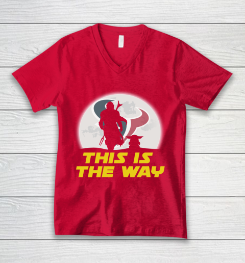 Houston Texans NFL Football Star Wars Yoda And Mandalorian This Is The Way V-Neck T-Shirt 6