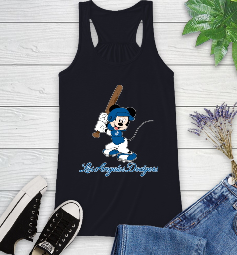 MLB Baseball Los Angeles Dodgers Cheerful Mickey Mouse Shirt Racerback Tank 9