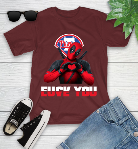 MLB Philadelphia Phillies Deadpool Love You Fuck You Baseball Sports Youth T-Shirt 14